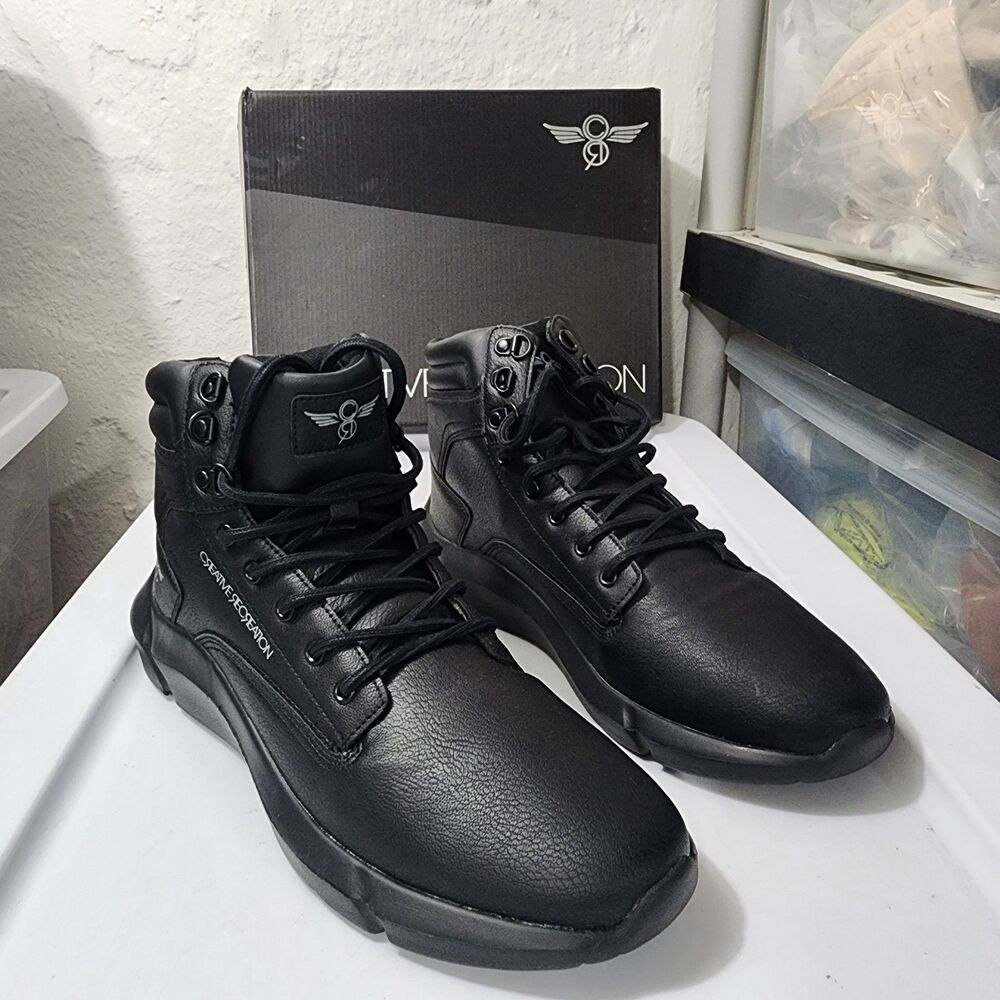 Creative Recreation Journey Mid Sneaker Boots Black Faux Leather Lace-up Mens 12